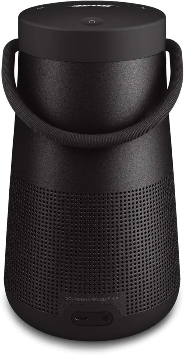 Bose SoundLink Revolve+ (Series II) Bluetooth Speaker, Portable Speaker with Microphone, Wireless and Water Resistant with 360 Degree Sound, Long Lasting Battery and Handle, Black
